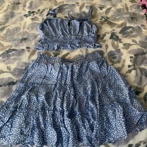 Blue floral Skirt & Top set